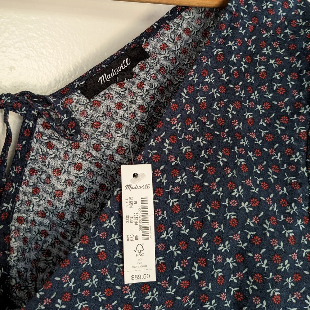 Sold! NWT Madewell Tie-Back Peplum Puff Sleeve Top - Picture 11 of 15